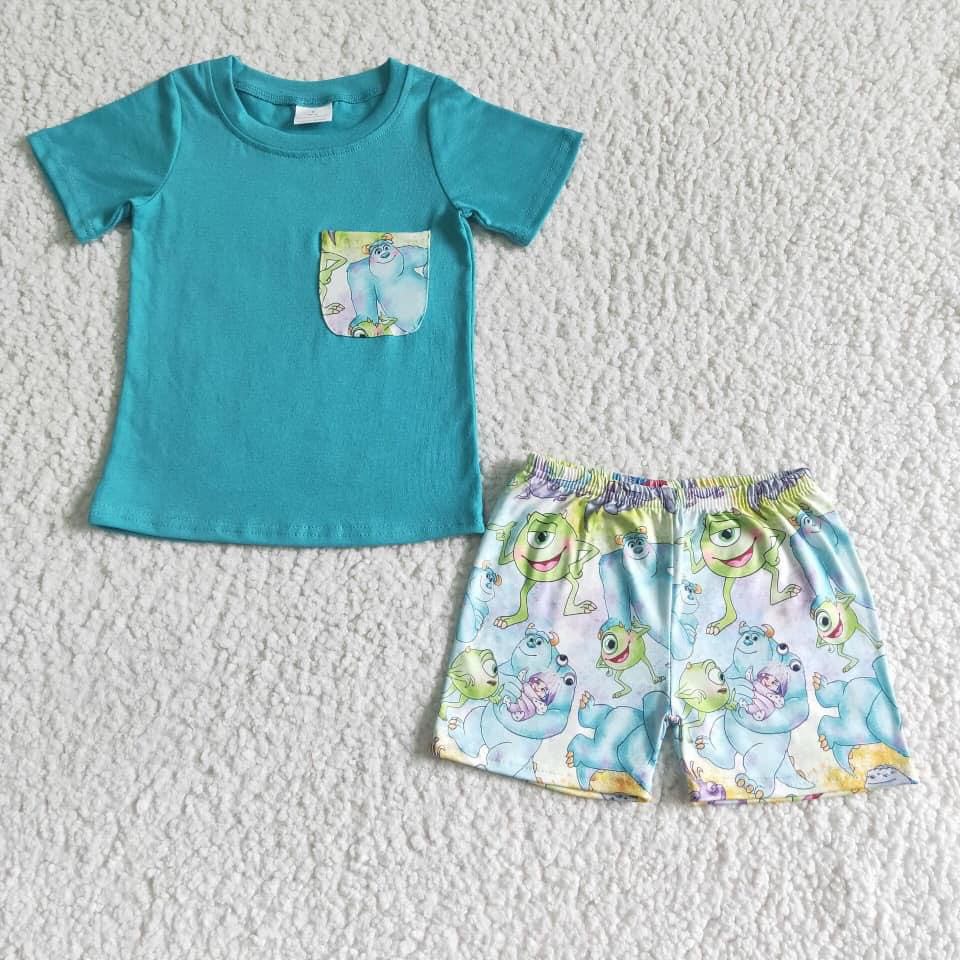 Watercolor Monsters Inc. Boy Shorts Set