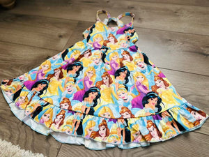 Multi Princess Open Back Twirl Dress