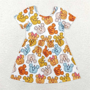 Pumpkin Mouse Knee Length Dress