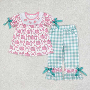 Pumpkin & Ribbon Girls Bell Pants Set