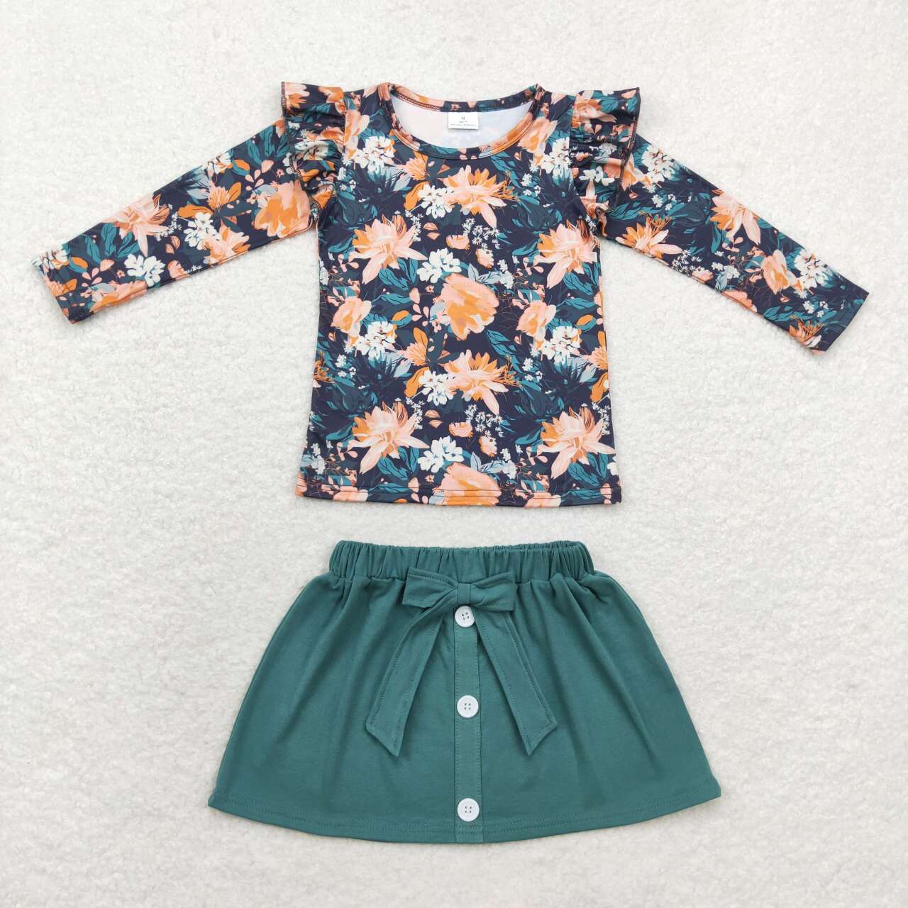 Fall Floral Button Skirt Set