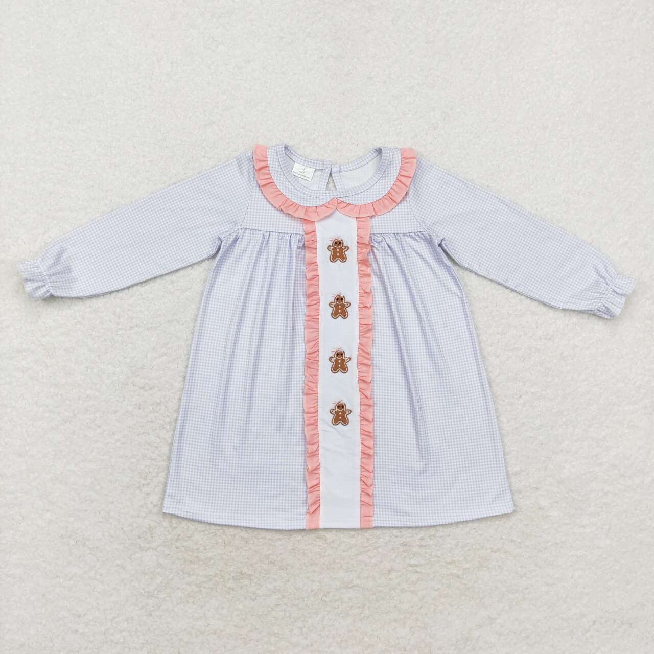 Smocked Gingerbread Plaid Girls Dress