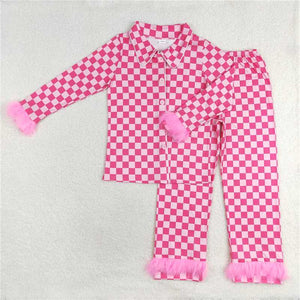 Hot Pink Checkered Diva Loungewear Set