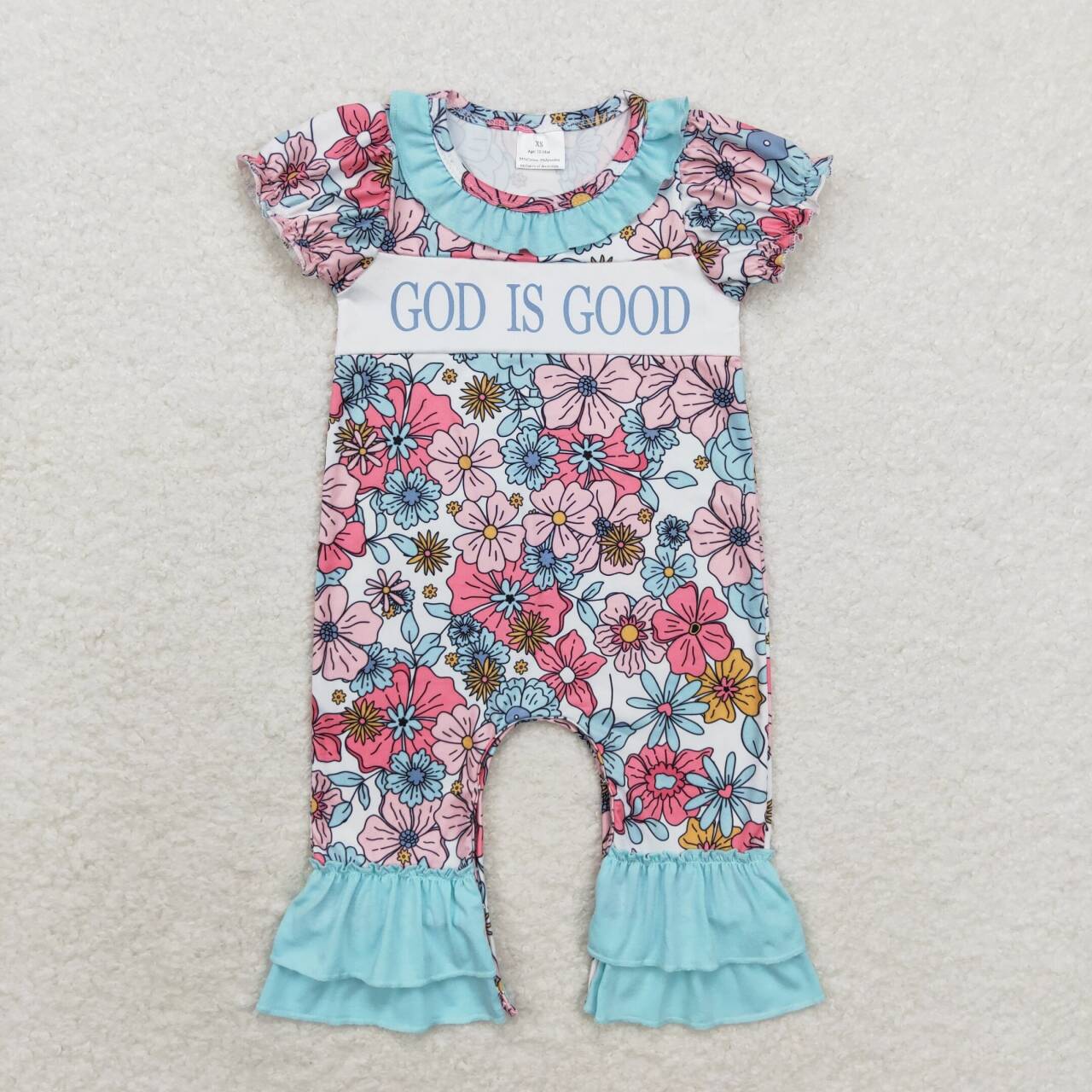 "God Is Good" Girl Ruffle Romper