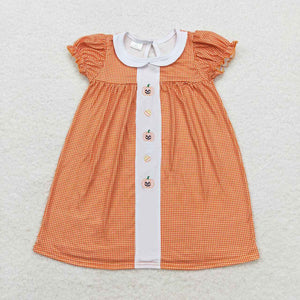 Pumpkin Smocked Plaid Dress