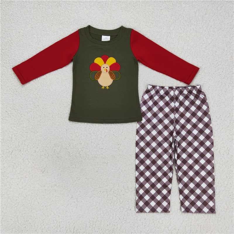 Plaid Embroidered Turkey Sibling Collection