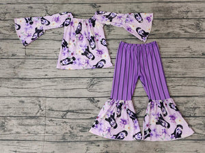 Purple Watercolor SCREAM Bell Pants Set