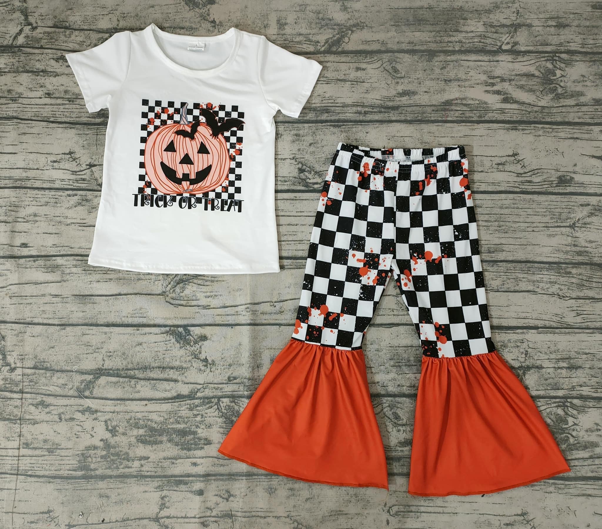 Trick-or-Treat Checkered Girl & Boy Set Option